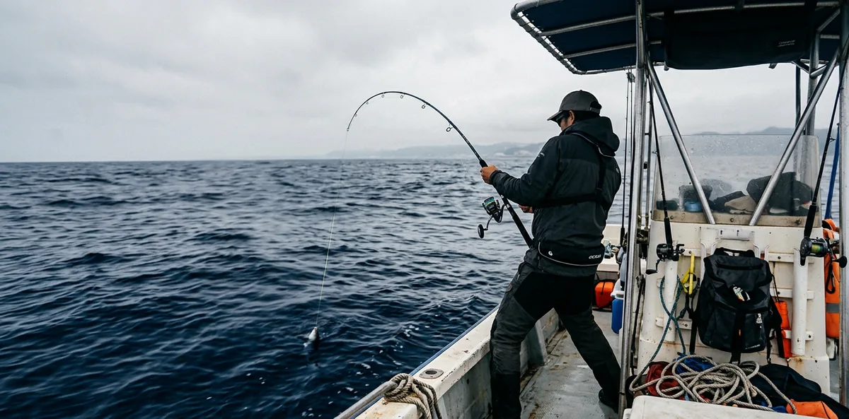 Jigging — Vertikales Jigging mit Metallködern vom Drift-Boot — Pelagische, Riff-Räuber, Tieftwasser-Arten. Athletisch, technisch, produktiv.